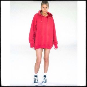 100% Cotton Uniqlo ♥️Red♥️ Oversized Hoodie Sweatshirt Hooded With Hand Pockets